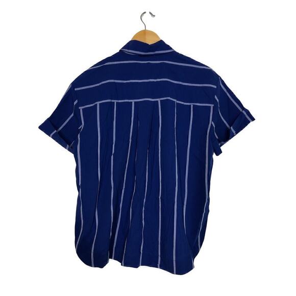 Madewell Signature Poplin Top Striped Oversized Boxy Button Up  Pure Blue NWT S - Picture 7 of 11